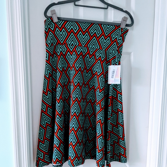 NWT Lularoe Azure sz M turquoise & red skirt - Picture 4 of 4